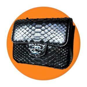 CHANEL Black Python Square Mini Bag